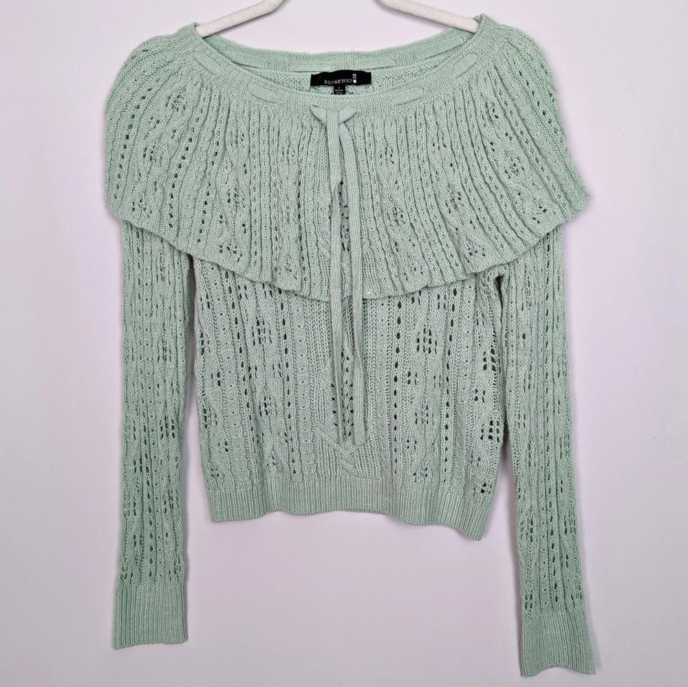 ANTHROPOLOGIE Broadway 38 S Sweater Knit Top Chunky Cable Knit Fisherman Tiered
